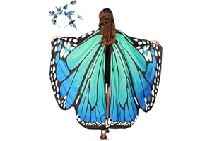 panthem Karnevalskostüm Damen Schmetterling Umhang für Fasching mit Haarreif, Schmetterlingsflügel Schmetterlinge Flügel Schal Karneval Kostüm Erwachsene Poncho für Halloween Cosplay Party