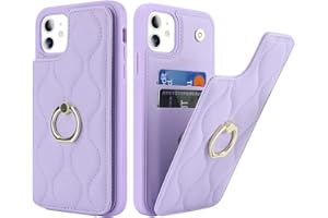 SailorTech iPhone 11 Hülle mit Kartenhalter für Frauen, iPhone 11 Handyhülle Ring-Ständer [Kartenfach] [Standfunktion] Niedliche und modische Tasche für iPhone 11-Violett