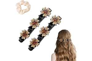 AITELEI 2 x Sparkling Crystal Stone Braided Hair Clips, Flower Rhinestone Hair Clips, Braid Hair, Duck Bill Clips, Hair Accessories, Braided Hair Clips for Women and Girls