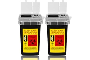 ATOMUS 2pcs 1L Black Tattoo Plastic Sharp Container Box Sharps Containers Needle Destruction Waste Bin Needle Disposal Bin with Lid for Tattoo Eyebrow Blade