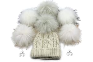 Furryvalley Pompon Kunstfell 6 Stück Stricksets Handarbeiten DIY Handwerk Bommel für Strickmütze Schals mit Druckknopf Häkeln Stricken Verzierungen Zubehör 16cm Extra Groß (3 Mix Farben)