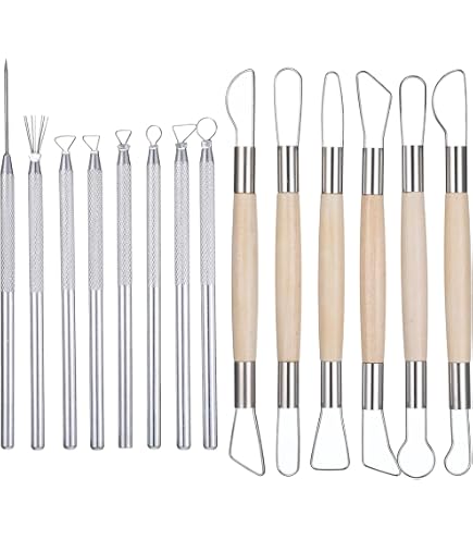 Lot 8 Outils Sculpture Poterie Silicone Et Céramique - Grattoirs, Aiguille Et Fil Pour Argile