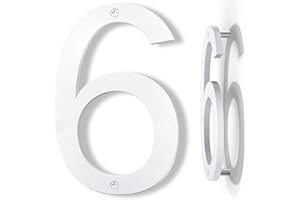 Yafimea 20 cm Hausnummer Weiß, Große wetterfeste Hausnummer aus Kunststoff mit Schraubmontage, 3D Floating-Effekt für Außenbereich, Wand oder Zaun (6/9)