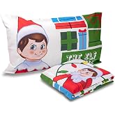 The Elf On The Shelf Single Bed Sheet Set, Flat Sheet, Fitted Sheet, Pillow Case, 100% Cotton, Christmas Design