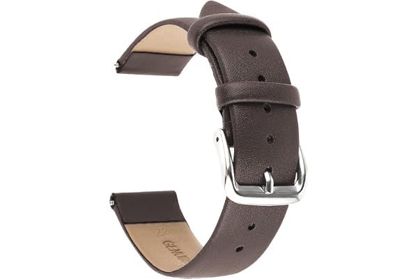 Amaxiu vintage läder klockarmband mjukt kalvskinn universellt ersättningsarmband med spänne i rostfritt stål, 18 mm/20 mm/22 mm