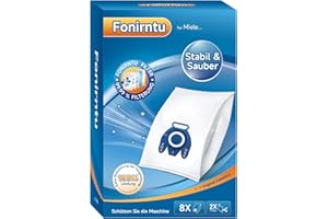 Fonirntu 8x GN Staubsaugerbeutel geeignet für Miele Staubsauger S2, S5, S8, S8340, Classic C1, Complete C2&C3, Verbessert Lecksicher Staubbeutel mit 2x Motor- & Abluft-Filter Ersetzt 9917730