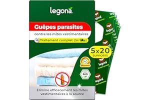 Legona Trichogramma Mites des vêtements - 20 Cartes à 5 livraisons - Anti-Mites Naturel - Produit performant Contre Les Mites