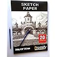 Premify A3 Sketch Paper Pad 200g, 20 Sheets (420 X 297mm) Artist Sketchbook with Thick Drawing Papers Acid Free, Professional Media for Sketching Painting Coloring Stationery, Kids & Adult Sketch Book