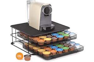 Eukue Porte Capsule, 2 Tiroirs à Capsules Rangement pour Dolce Gusto 72 PCs, Grande Support Dosette Antidérapants avec Surface Anti-Vibration pour La Maison, Bureau, Café
