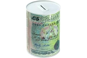 NTI POUND NOTES £ Design Money Coin Box Tin Savings Printed BANKNOTE Kids GIFT Cash Small Medium Large Piggy Bank Adults Charity Change £5, £10, £20, £50 UK FREE P&P (£5, EXTRA LARGE (20 x 30cm)