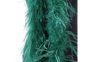 BLAUSKY Boa de plumas, plumas, longitud aprox. 2 m, guirnalda de plumas, bufanda de plumas de un solo color, pluma de avestruz, accesorio para disfraz de Charleston años 20, color verde oscuro