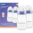 Lansinoh Anti Colic Baby Bottle - 2 Pack 240 ml - NaturalWave® Teats Reduces Nipple Confusion - BPA & BPS-Free Breastfeeding Bottle Feeding Stackable Lid Fridge Freezer Milk Storage Feeding Bottles