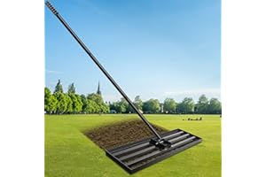 Inoamity Rastrello Livellatore per Prato, Attrezzo Giardinaggio Professionale per Livellare Terreno, Sabbia e Compost con Manico Regolabile a 3 Posizioni per Fattoria, Campo da Golf (115*25cm)