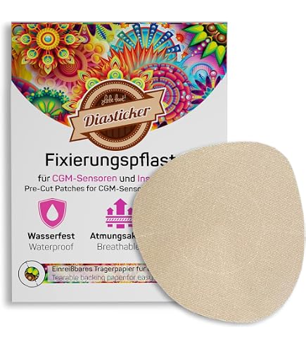 MySweetStitch - 25 x FreeStyle Libre 3 cerotti sensore, Ringpatch 60mm, interno 20mm, cerotto impermeabile, traspirante, delicato sulla pelle, Nero