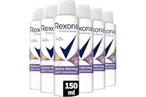 REXONA - Déodorant Femme Active Morning - Spray Anti-transpirant - 0% Alcool - Parfum floral et fruité - Protection 48h (lot de 6x 150ml)
