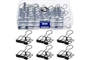 Zoohot Lot de 15 pinces en métal noir de 32 mm pour l'école, le bureau et les projets d'artisanat