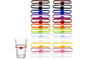 YUGUOLAN 24 Stück Glasmarkierer, Glas Markierung Trinkgläser, Glasmarker, Glass Marker, Wiederverwendbarer Glas Markierung Trinkgläser, Glasmarker Silikon, Für Bar Party Cocktail, Champagner, Getränke