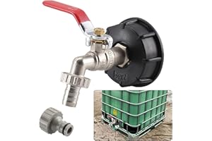 FXxswey Adaptador de depósito IBC S60X6, para grifo de jardín de latón con racor de 1,27 cm para aceite, combustible, agua