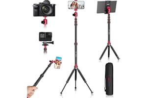 Treppiede Smartphone Manbily 151cm Treppiede da Tavolo per Fotocamera Treppiede da Viaggio Leggero in Alluminio Mini Treppiedi Cellulare Supporto Telefonico, Cavalletto per Tablet Ipad Gopro (MT-02LH)