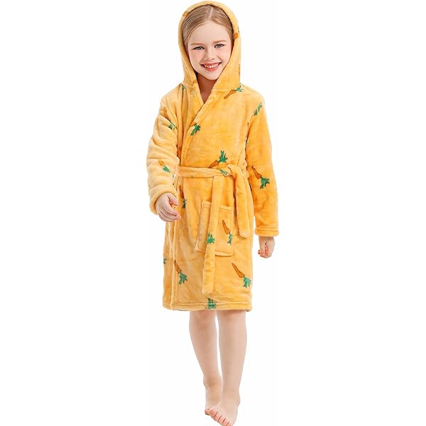 Accappatoio Unisex Peluche Vestaglia Con Cappuccio Per Bambini
