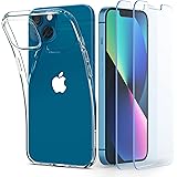Spigen Crystal Pack Kompatibel mit iPhone 13 Hülle 2 gehärtete Gläser enthalten Handyhülle iPhone 13 dünn transparent silikon