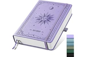 ‎EMSHOI EMSHOI Notizbuch A5, Bullet Dot Journal 320 Nummerierten Seiten, 100 g/m² Papier, Leder Hardcover mit 1 Innentasche, Geeignet für Frauen, Schule, Arbeit, Journaling, 14.5 x 21 cm - Hellviolett