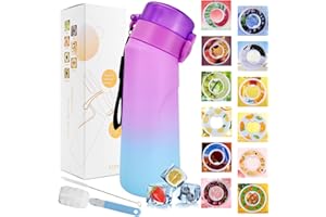 JUCHRZEY Trinkflasche mit Geschmack, Verbessertes Air Flasche Set mit 8 Geschmack und Reinigungsset, Wasserflaschen mit Geschmack, BPA-frei Flasche Starter Set, 0 Zucker 0 Kalorien (Farbverlauf Lila Neu)