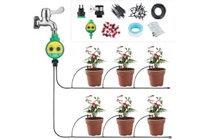 LOCISNEOUTLET Locisne Plant Irrigation System with Timer 25m DIY Micro Drip Garden Irrigation System Adjustable Nozzle Automatic Plant Watering Kit for Patio,Greenhouse,Lawn