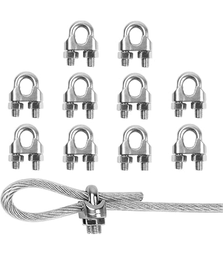 Cjueiom 12 morsetti per cavi metallici M3 per morsetti per funi metalliche da 3 mm, in acciaio inossidabile 304, con bullone a U, fissaggio a sella, per corde da sartiame e cavi
