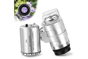 ‎JUOIFIP JUOIFIP Juwelier Lupe 60X mit Licht Mini Mikroskop,Taschenmikroskop Edelsteinelupe mit LED/UV Licht Trichome Lupe Handy Mikroskop Vergrößerungsglas für Enge Arbeit, Schmuck,Münzen,Briefmarken