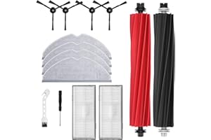 DianSung Accessoires pour Roborock S8, S8+, S8 Pro Ultra Robot aspirateur, pièce de Rechange avec 2 Brosse rotative + 4 Chiffon + 4 brosses latérales + 2 filtres + Brosse
