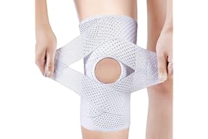 NELLHOMY Knee Brace,Pro Adjustable Open Patella Knee Support with V-Shaped Straps & Dual Side Stabilizers,Medical Grade Knee Pads for Meniscus Tear,ACL,Arthritis,Joint Pain Relief for Men & Women(White,XL)