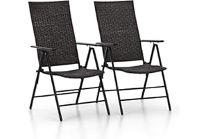 ‎PHIVILLA PHIVILLA 2er Sets Gartenstühle Rattanstühle klappbar, 6X verstellbar mit 7 sitzpositionen Klappstühle hohe Rückenlehne Wetterresistent (2 Stühle)