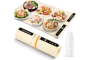 NEULRISCN Plaque chauffante électrique pour aliments, avec 9 températures, 6 réglages de minuterie, plaque chauffante portable et pliable, plaque chauffante en silicone pour garder les aliments au chaud,
