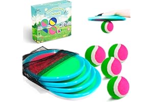 Jalunth Captura Bolas Raqueta Set - Lanzamiento Pelota Juegos Juguetes Playa Agua Jardin Exterior Interior Piscina Terraza para Niños Niña Infantiles Adultos 2 3 4 5 6 7 8 9 10 11 Años Pascua Regalos