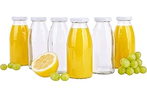 MamboCat 6er Set Saftflaschen 250ml + Twist-Off Deckel TO43 weiß I Leere Flaschen zum Befüllen I Weithalsflasche zum Einkochen I Einmachflaschen Milchflaschen I Runde Glasflaschen luftdicht