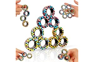 AMYANG 9Pcs Fidget toys pack - Stress Relief Magnetic Rings for Man Woman Teens Kids Boys Girls Anxiety, Funny Christmas Stocking Stuffers Gifts Party Favors (A)