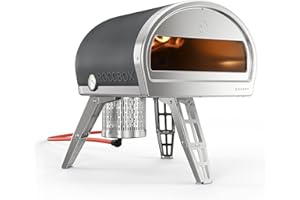 ROCCBOX Gozney Portable Outdoor Pizza Oven - Includes Professional Grade Pizza Peel, Built-In Thermometer and Safe Touch Silicone Jacket - Propane Gas Fired, With Rolling Wood Flame - Grey