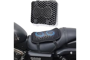 LIROPAU Motorcycle Seat Cushion, 3D Honeycomb Structure Shock Absorption Breathable Seat Pad, Universal Motorcycle Gel Seat Cushion, Shock Absorption& Breathable Motorcycle Gel Seat Pad for Long Rides -Black