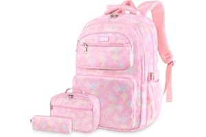 FRONET Cartable Fille Primaire Sac a Dos Fille Collège pour Enfant Ado Femme Scolaire loisir Ecole Maternelle Voyage, Kawaii Sacs d'école Garçon Ordi Portable 17 Pouces 8 9 10 11 12 13 14 Ans CP CE2 CM1 2 6E