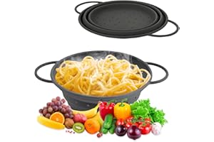 YUZHEDM 33,5cmX25,5cmX2,3cm Scolapasta in Silicone Pieghevole Grigio Scolapasta Pieghevole Silicone Colander Setaccio da Cucina Ideale per Scolare Pasta Broccoli Puoi Anche Sciacquare Insalata Frutta