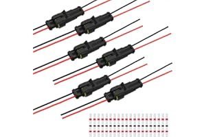 AQSQWQ Conector Electrico Impermeable, 6 Pares 2 Pines Conectores Macho y Hembra, 20 PCS Solder Seal Conector Empalmes para Automóviles, Moto, Barcos, Camiones, Empalmes Cables Electricos