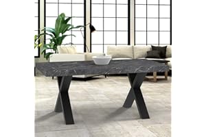 YELLOW SHOP Tavolo rettangolare allungabile in legno e gambe in MDF cm 160/240x90 e 180/260x90 XILON Hermitage (effetto marmo nero) (180/260x90xH76)