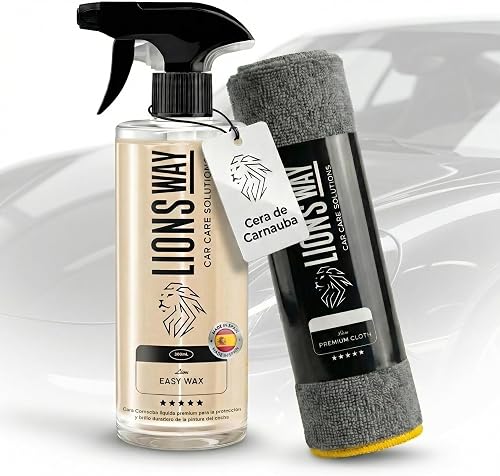LionsWay Cera de Carnauba Coche 100% Pura | Alto Brillo | 500 ml | EASYWASH · Sin Silicona · Efecto Hidrofóbico · Coche y Mot