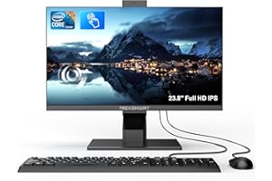 SAINTDISE PC All-in-one Desktop Computer Touchscreen Core i7 (fino a 3,8GHz) 23,8'' FHD PC Tutto in uno 8GB RAM 512GB SSD Webcam pop-up Dual Band WiFi Blutooth Angolo dello schermo regolabile da -3° a 60°