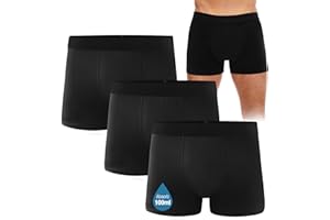 FORVEVO Calzoncillos Incontinencia Hombre,Algodon Boxer Calzoncillos Hombre Lavables con Almohadillas Protectoras Absorbentes de 100ml,a Prueba Fugas,Control Olores Reutilizables(Negro,XL)