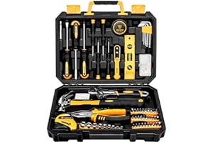 DEKO Tool Kit Set Box 100 Pieces Home Repair DIY Tools Basic Hand Toolbox Sets for Home