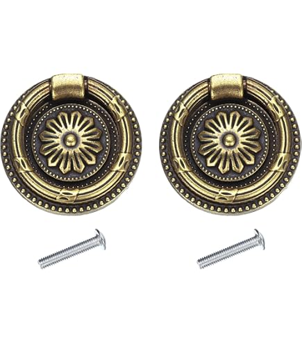 Lot De 2 Anneaux De Tiroir Vintage Risprsulen – Bronze Antique Avec Plaque Arrière, Pour Commode, Cuisine Et Meubles