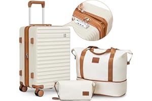 Joyway 3 Piezas Juego de Maletas, Equipaje Set de Cabina Viaje, Ultrasligeras Maleta de Mano 20'', con Espacio Expansión, Giratorias de 360° y Cerradura TSA Incluidas 1 Bolsa, 1 Neceser