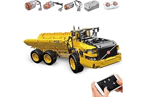 SDXFUWA 17010 Engineering articolato Hauler, Modello di Camion con cassone ribaltabile MOC di controllo APP/RC, Regalo per Bambini da 14 Anni e oltre(1,888 pz+, giallo)